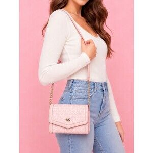 AK Anne Klein Pink Monogram Crossbody Shoulder Bag Chain Strap NWOT Purse